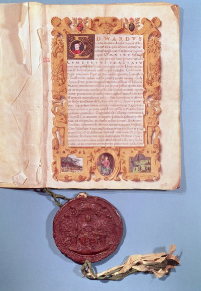 Ratification by Edward VI of the Treaty of Boulogne, 25th May 1550 by English School